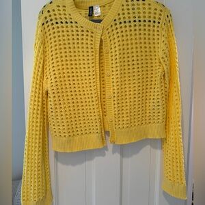 H&M Yellow Open-Knit Cardigan